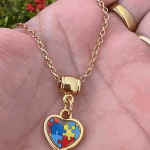 Colar com Pingente Coração Autista